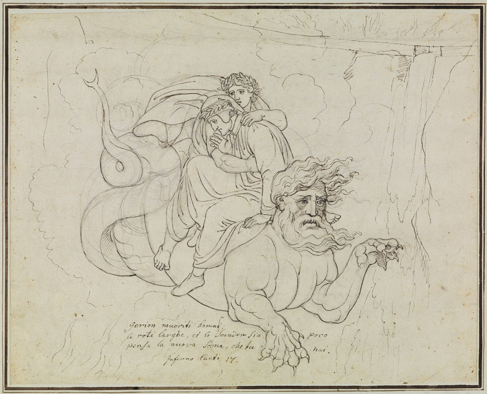 Joseph Anton Koch - Dante und Virgil auf dem Rücken Geryons (Dante Inferno, Canto 17, V 94) 2