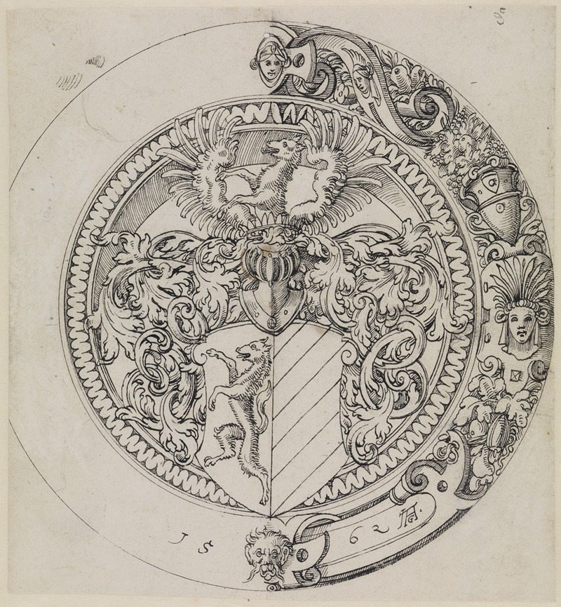 Jost Ammann - Riss für Rundscheibe mit nicht identifziertem Wappen