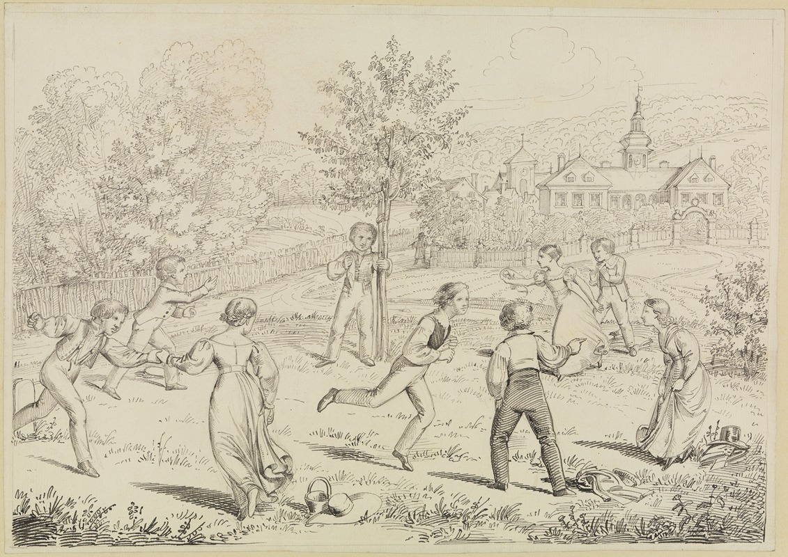 Moritz von Schwind - Spielende Kinder in einem Schlossgarten