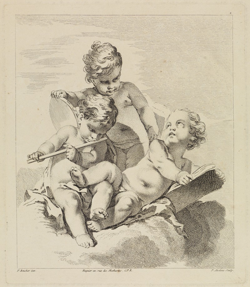 Pierre-Alexandre Aveline - Drei Kinder mit Querflöte und Tamburin
