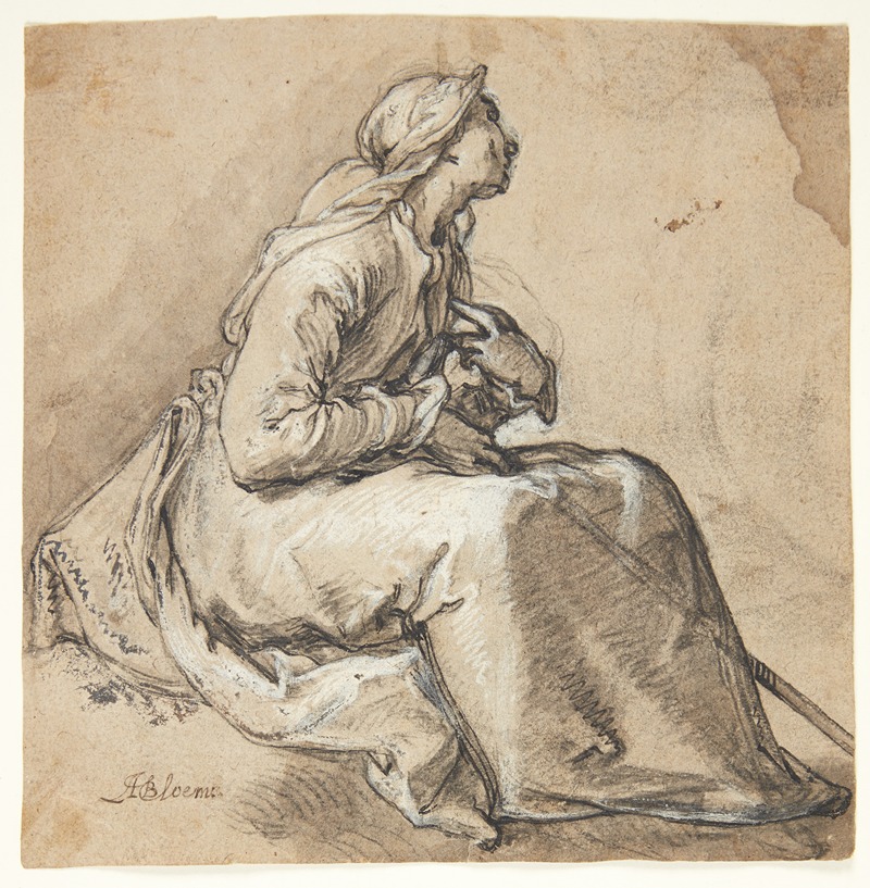 Abraham Bloemaert - A seated woman facing right