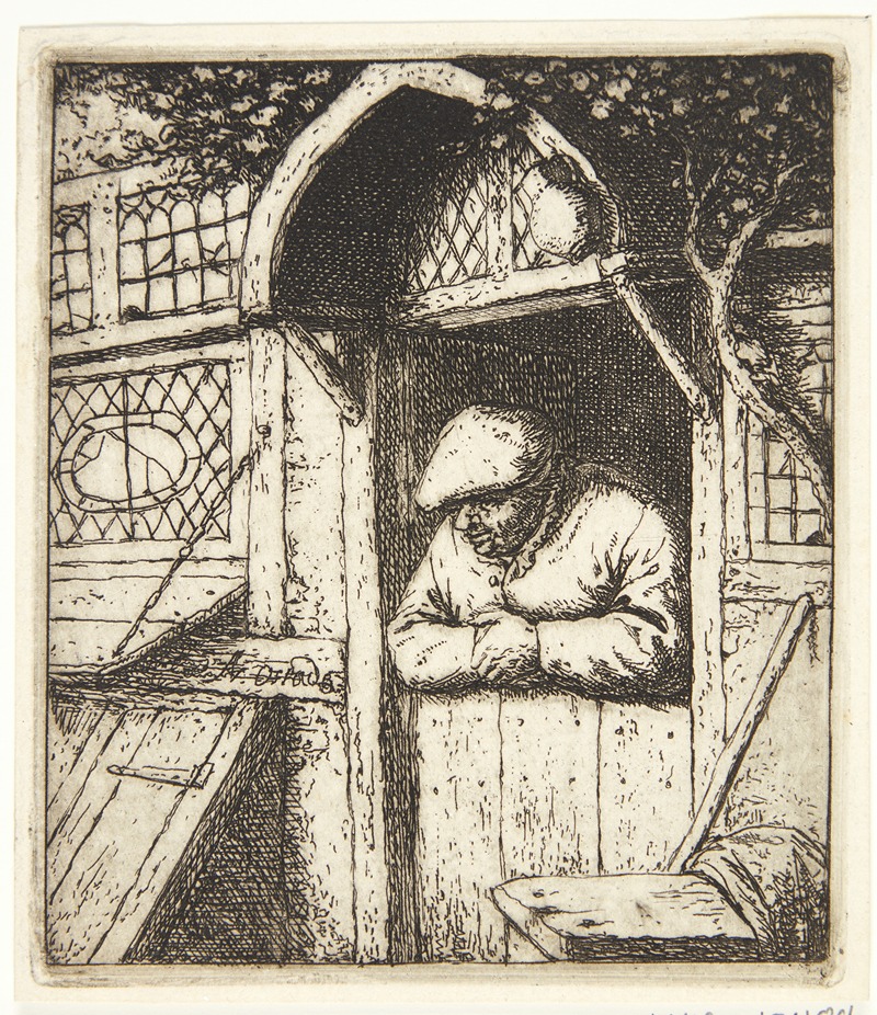 Adriaen van Ostade - Farmer leaning out of a doorway