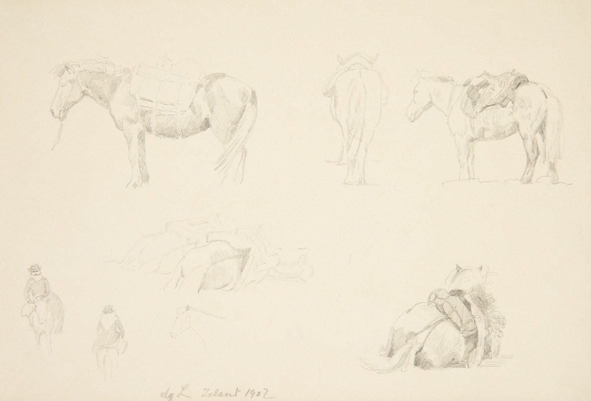 Agnes Lunn - Studieblad med heste