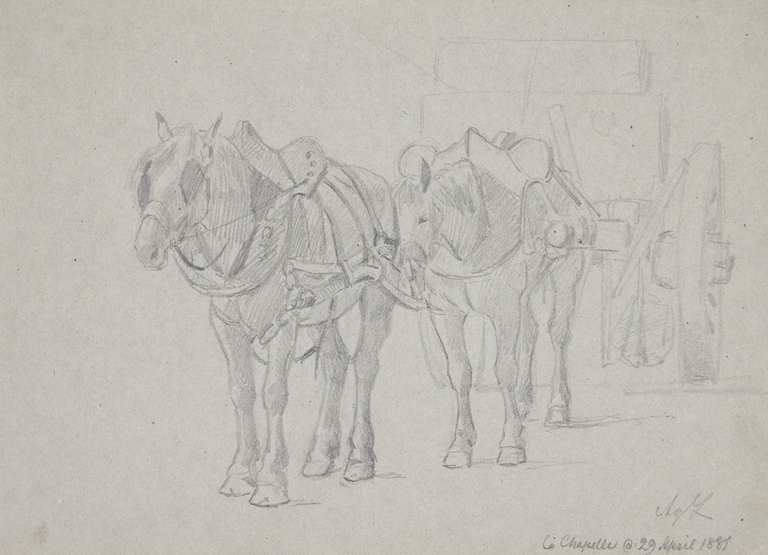 Agnes Lunn - Vogn forspændt to heste
