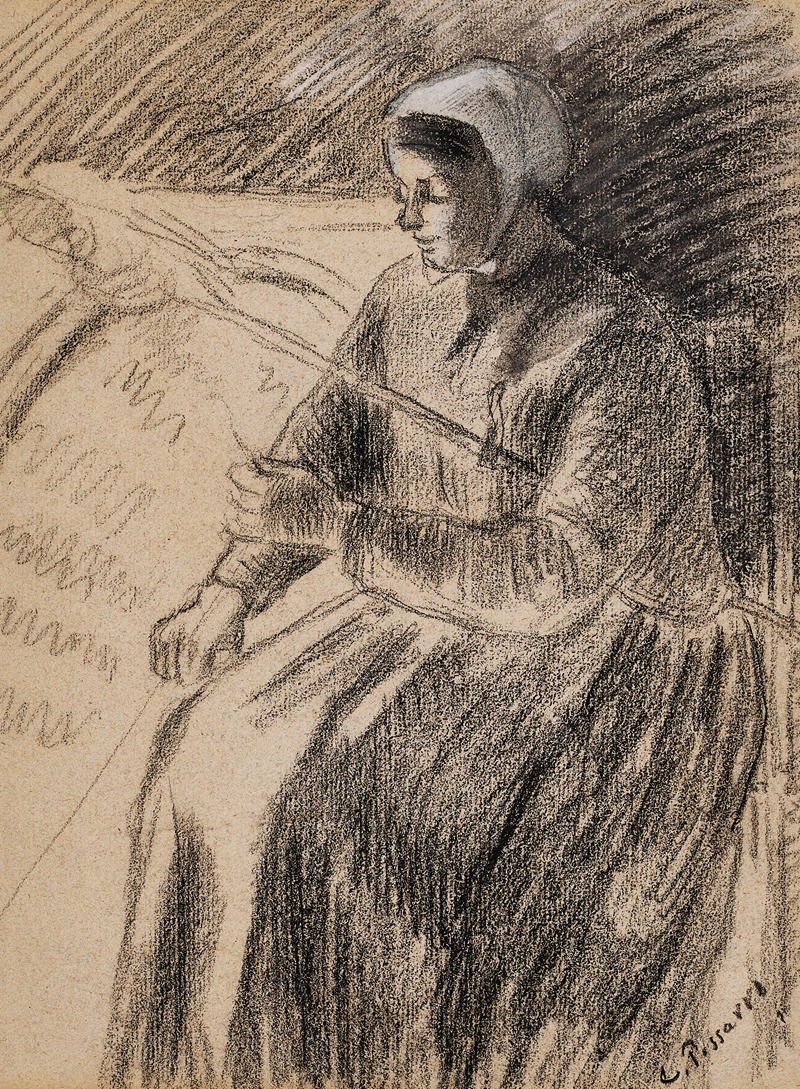 Camille Pissarro - Étude pour une paysanne assise devant un rouet