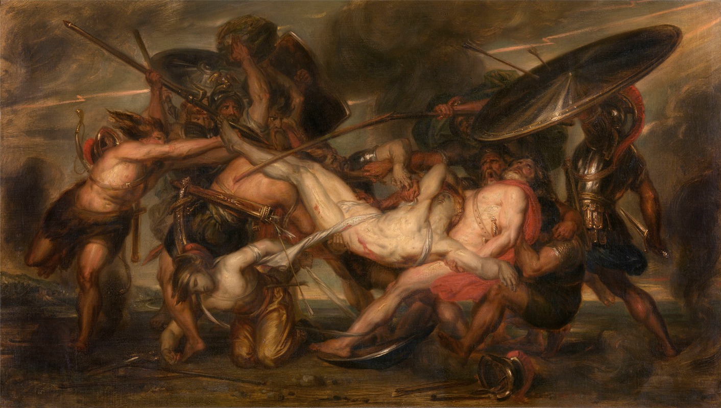 Antoine Joseph Wiertz - The Greeks and the Trojans Fighting Over the Body of Patroclus