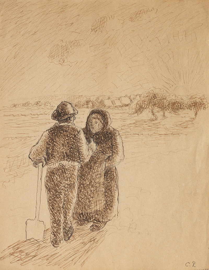 Camille Pissarro - Gossip at Sunset