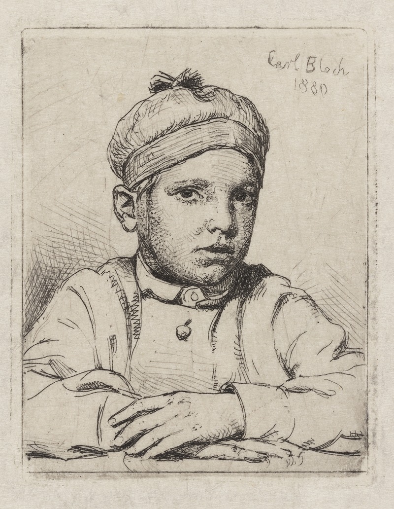 Carl Bloch - Drengen med hue på hovedet Barneportræt af Emanuel Trepka Bloch