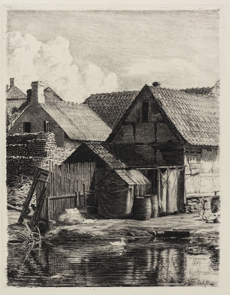 Carl Bloch - Old houses, from Hellebæk