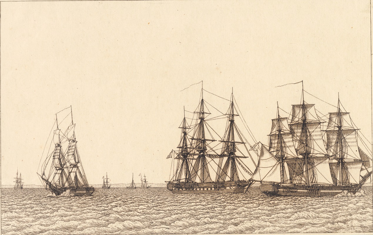 Christoffer Wilhelm Eckersberg - En brig sejlende Illustration til Linearperspectiven , Tavle IXb