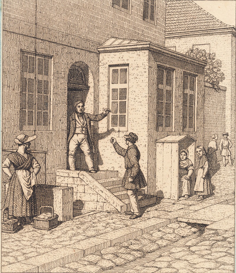 Christoffer Wilhelm Eckersberg - En gadescene Illustration til Linearperspectiven , Tavle VII