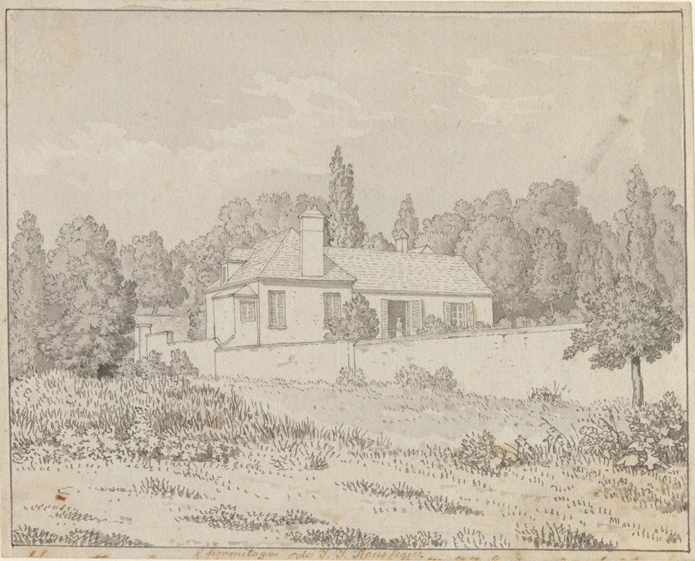 Christoffer Wilhelm Eckersberg - Jean Jacques Rousseaus hus i slotsparken i Ermenonville
