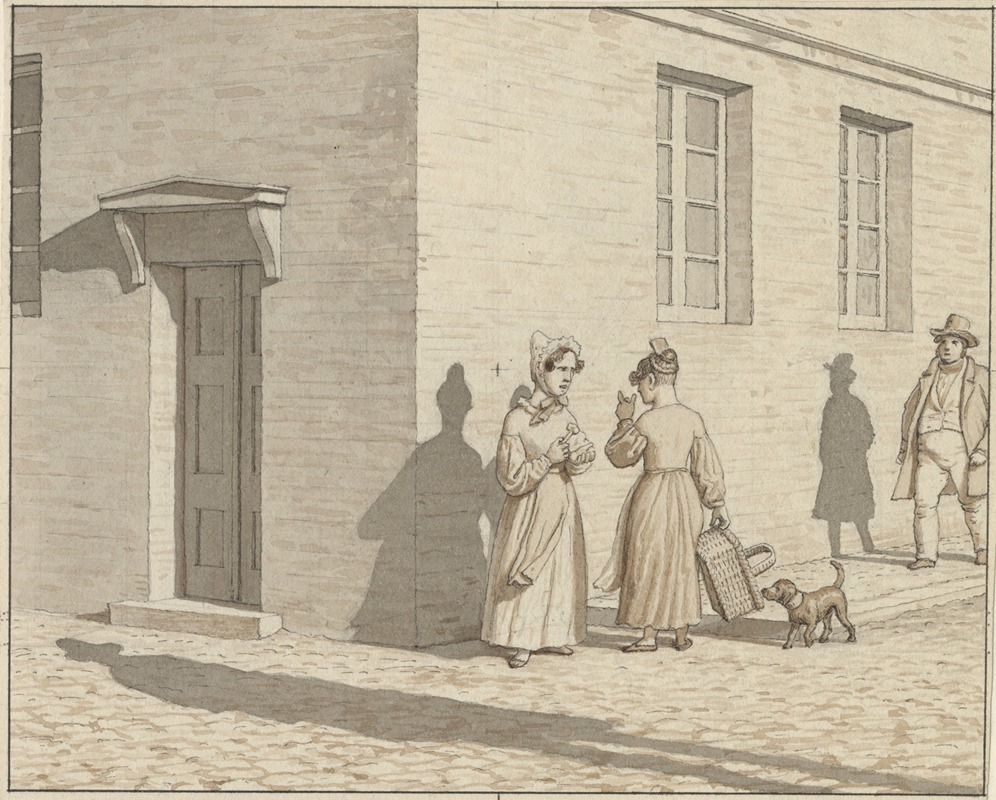 Christoffer Wilhelm Eckersberg - Linearperspectiven, anvendt paa Malerkunsten – Tavle VII,1 – Et møde på et gadehjørne