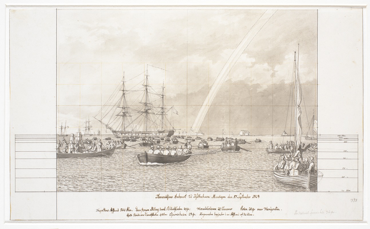 Christoffer Wilhelm Eckersberg - Thorvaldsens ankomst og modtagelse på Københavns red den 17 september 1838