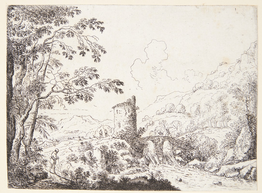 Cornelis Matthieu - Landskab med en bro