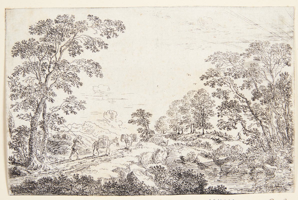 Cornelis Matthieu - Landskab med en muldyrdriver