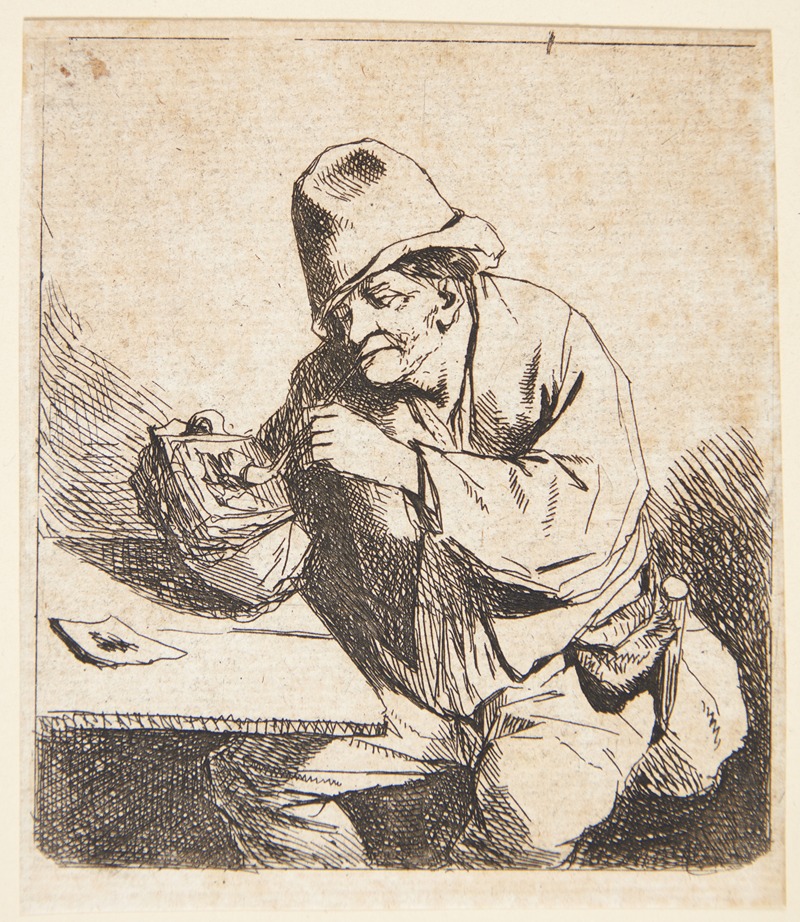 Cornelis Pietersz. Bega - En bonde, der tænder sin pibe