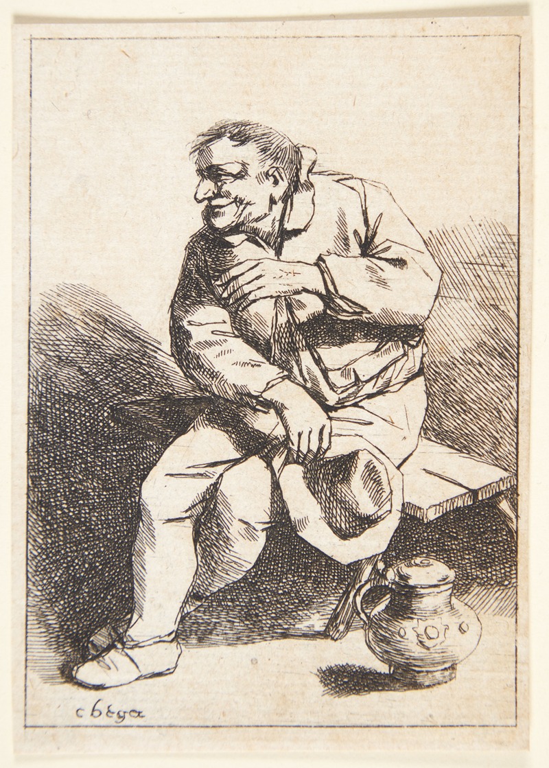 Cornelis Pietersz. Bega - Siddende mand med sin hat i højre hånd