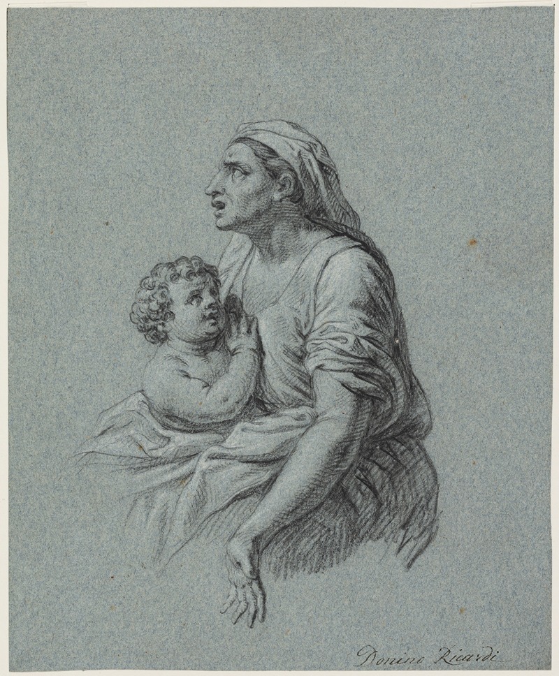 Domenico Riccardi - Kvinde med barn på skødet bønfaldende