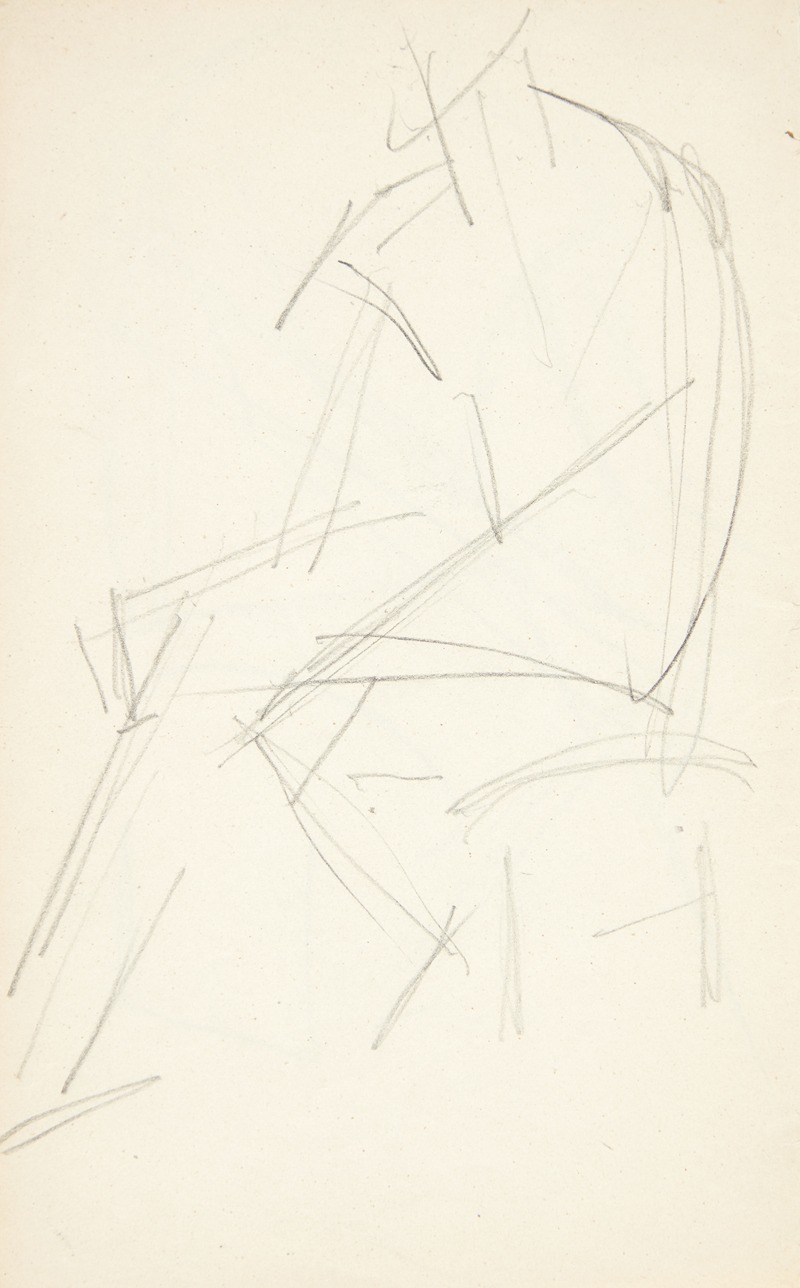 Edvard Weie - Siddende mandlig model, vendt mod venstre, med hænderne på knæene