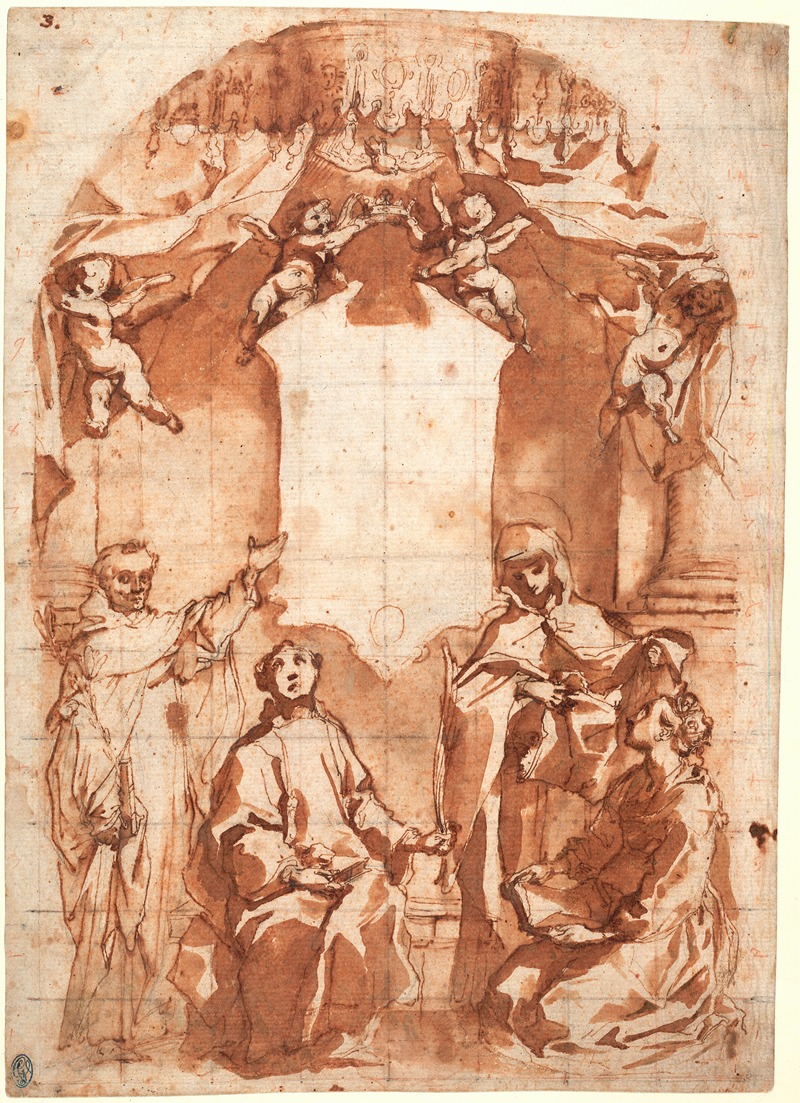 Francesco Vanni - Fire helgener foran et helligt billede
