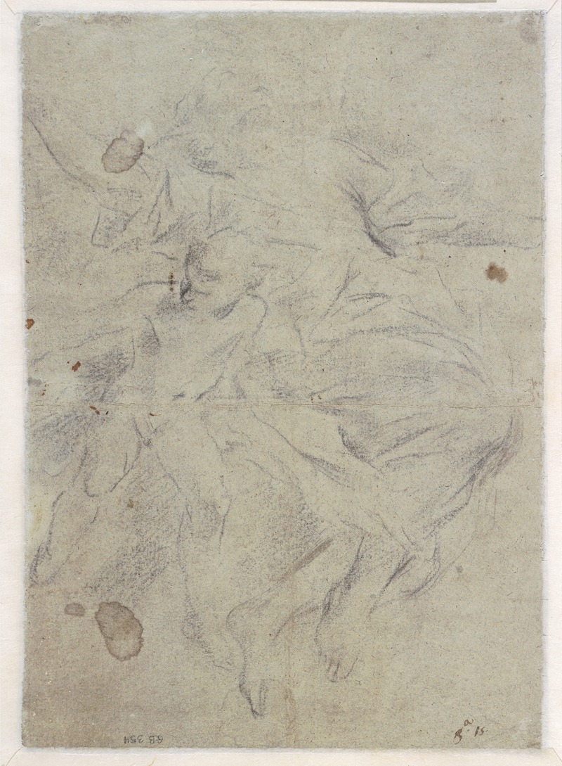 Giovanni Battista Beinaschi - Kvindefigur svævende i luften og putto