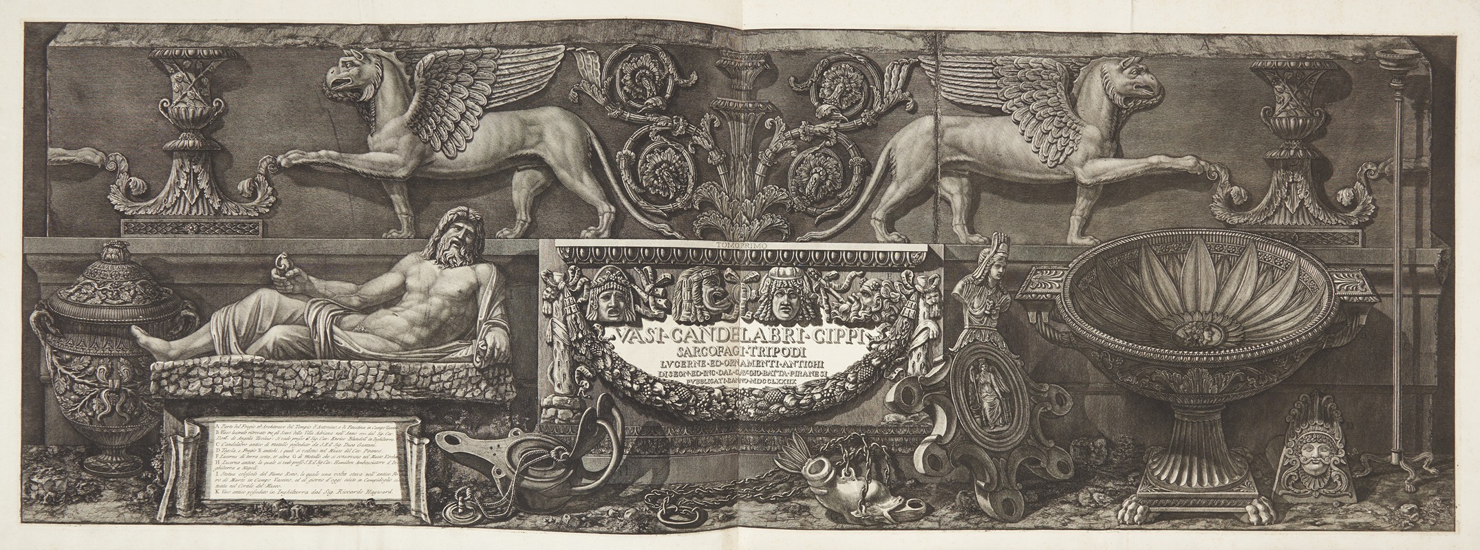 Giovanni Battista Piranesi - Vasi, candelabri, cippi, sarcophagi , titelblad til serien første bind
