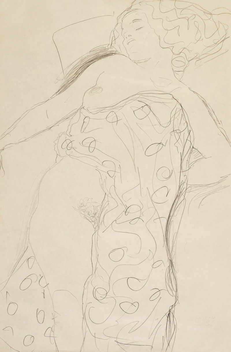 Gustav Klimt - Schlafender Halbakt
