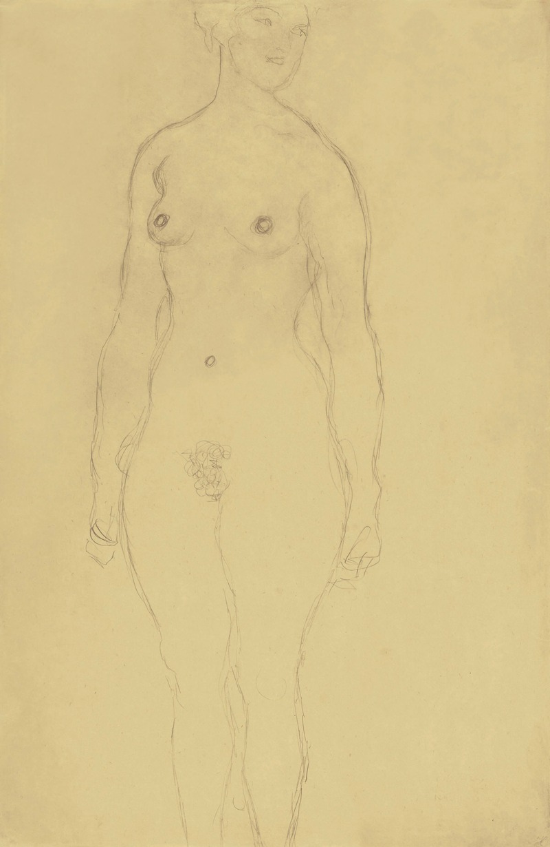 Gustav Klimt - Stehender Akt von vorne, nach rechts blickend