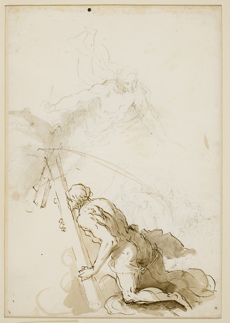Jacopo Palma il Giovane - Knælende figur med et kors