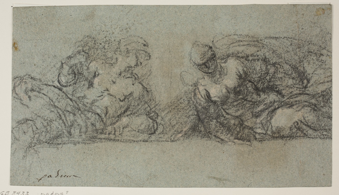 Jacopo Palma il Giovane - To halvtliggende figurer vendt mod hinanden