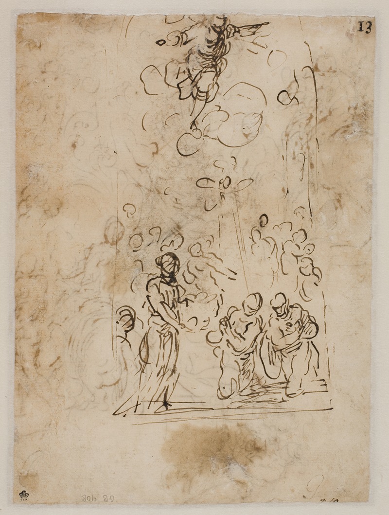 Jacopo Palma il Giovane - Tre figurer, der døbes