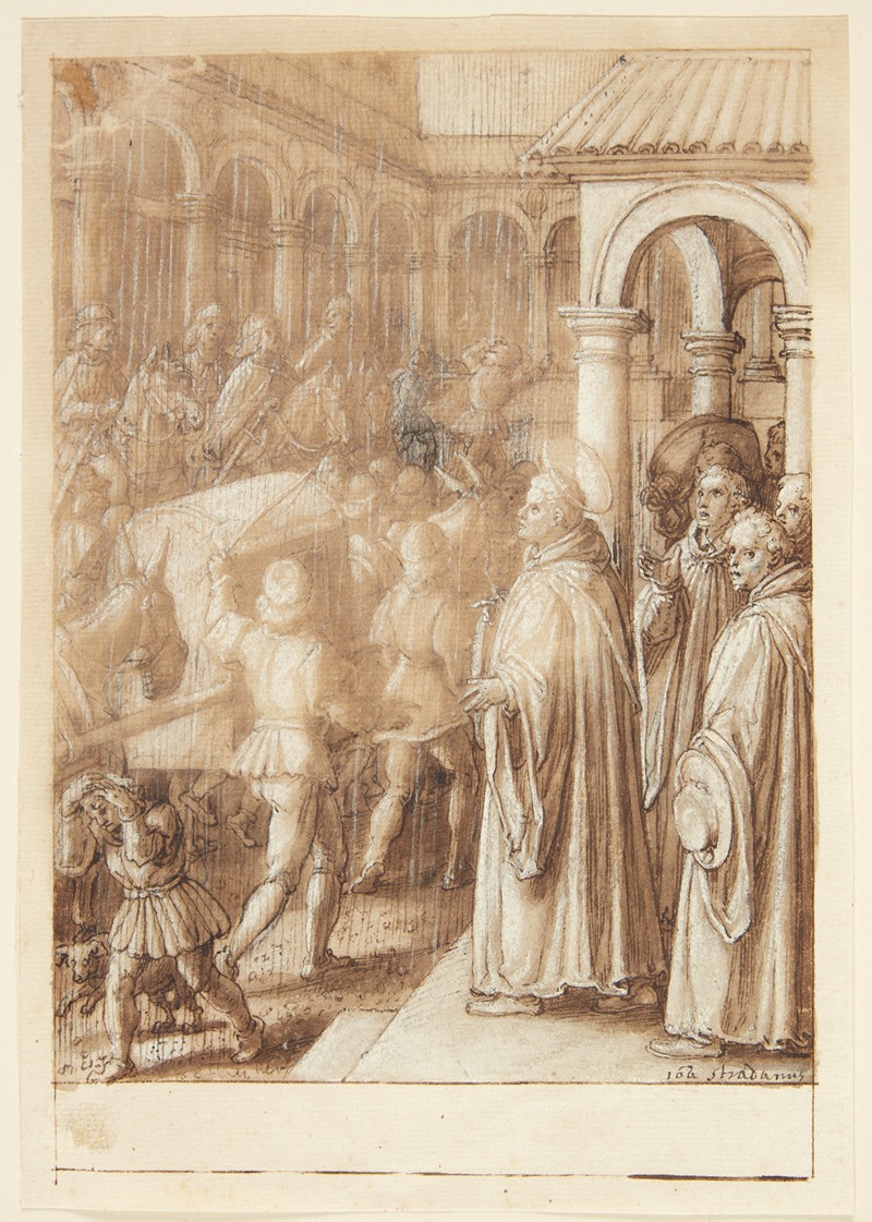 Jan van der Straet - S Giovanni Alberti Fiorentinos historie Helgenen anklager på torvet biskopperne af Firenze for simoni