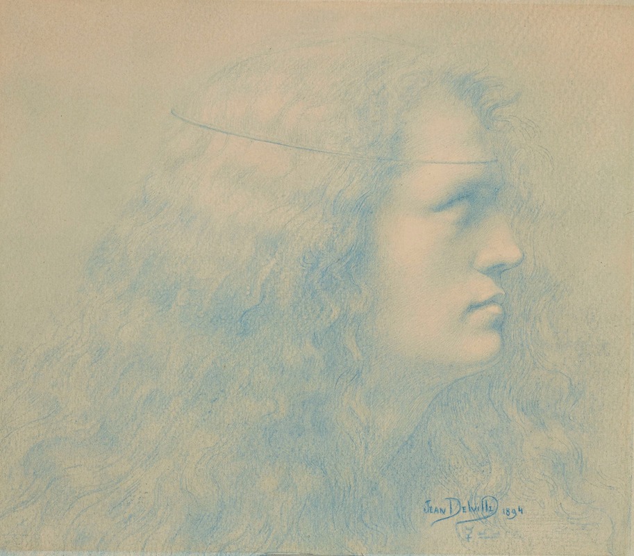 Jean Delville - Tête de femme de profil ou Parsifal