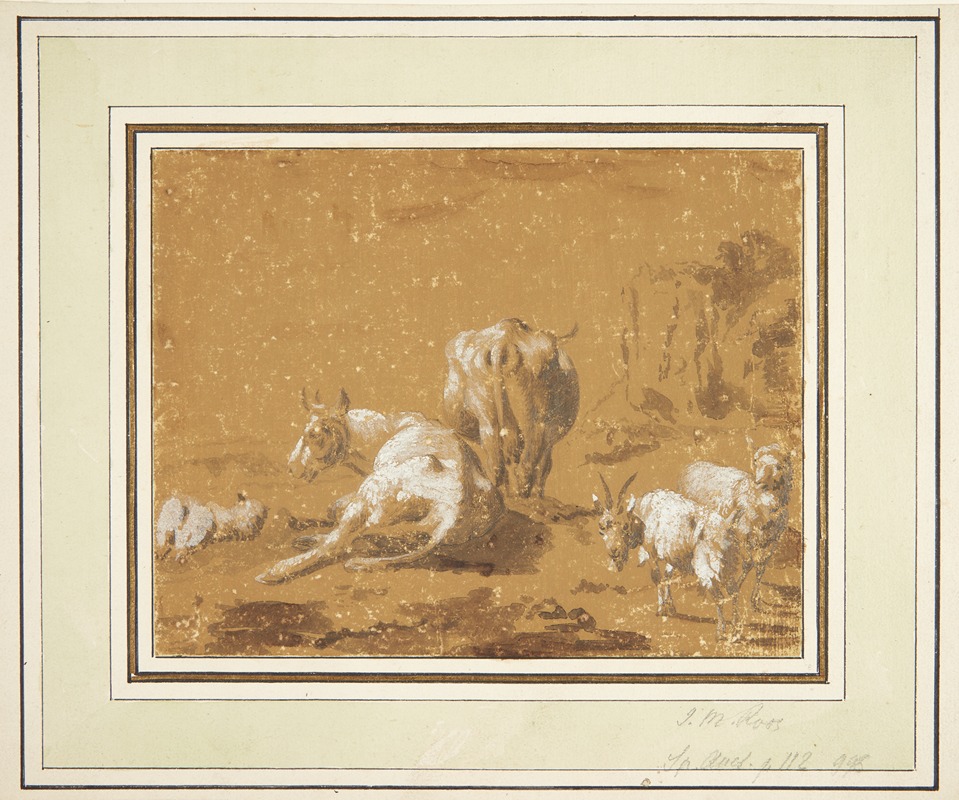 Johann Melchior Roos - Landskab med køer og geder