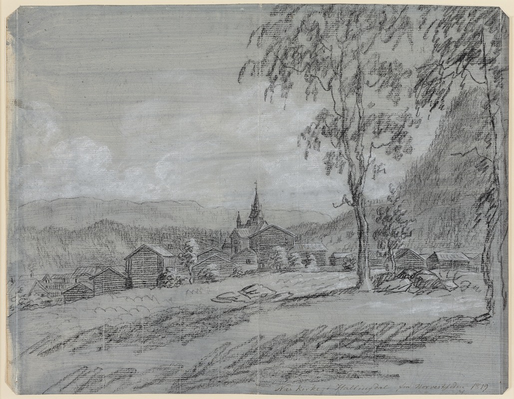 Johannes Flintoe - Næs Kirke i Hallingdal, set fra nordvest