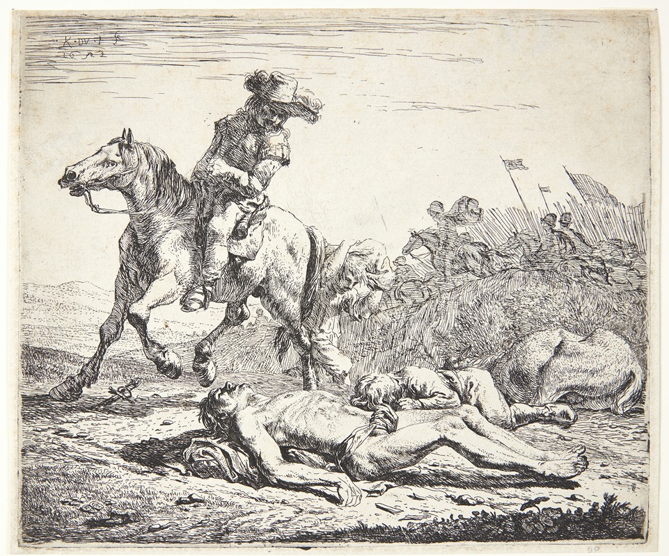 Karel Dujardin - Tre grise liggende ved en svinesti