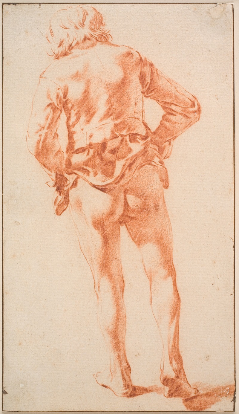 Karel Dujardin - En halvnøgen, gående mand, set fra ryggen