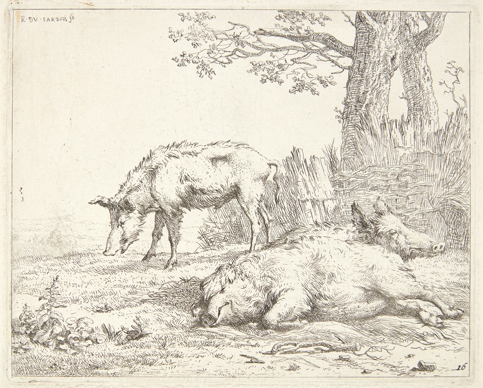 Karel Dujardin - Tre svin nær en hæk