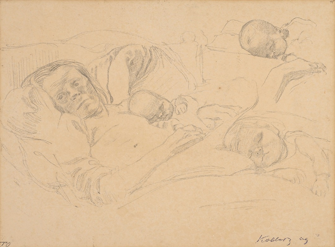 Käthe Kollwitz - Frau im Bett mit ihrem Kind