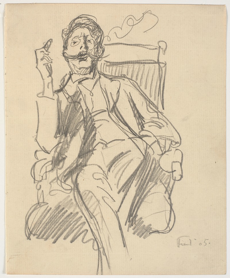 Ludvig Find - Kunsthistorikeren Carl V Petersen, siddende, med cigar