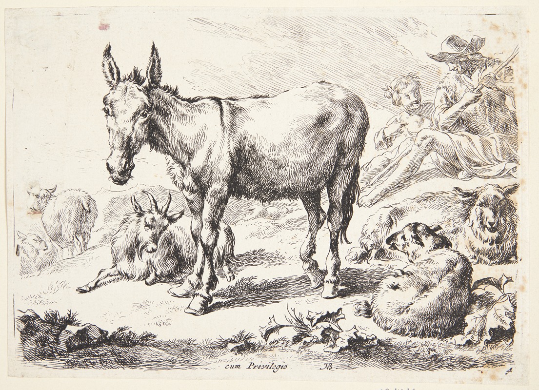 Nicolaes Pietersz. Berchem - Æsel og geder
