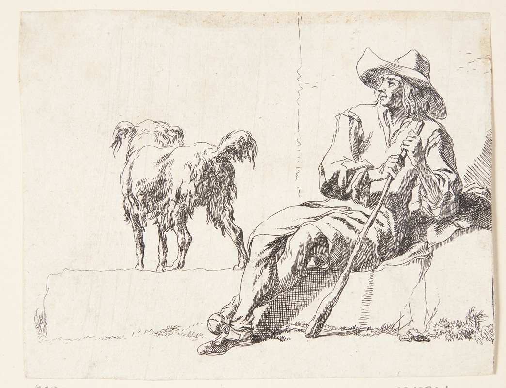 Nicolaes Pietersz. Berchem - En hyrde med sin hund Titelblad til Geder