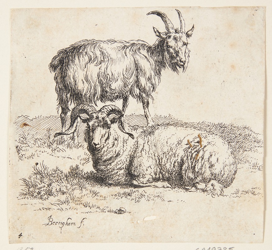 Nicolaes Pietersz. Berchem - Stående ged og en liggende vædder