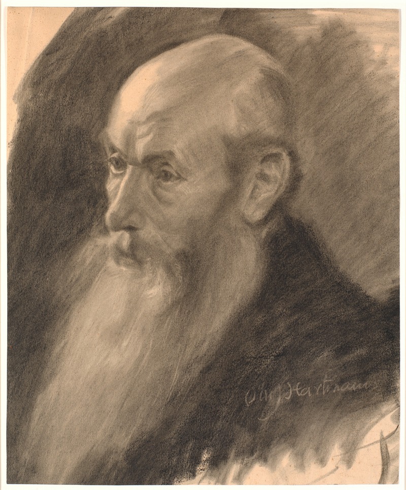 Oluf Hartmann - Portræt af en gammel mand med langt skæg; 3-4 profil til venstre