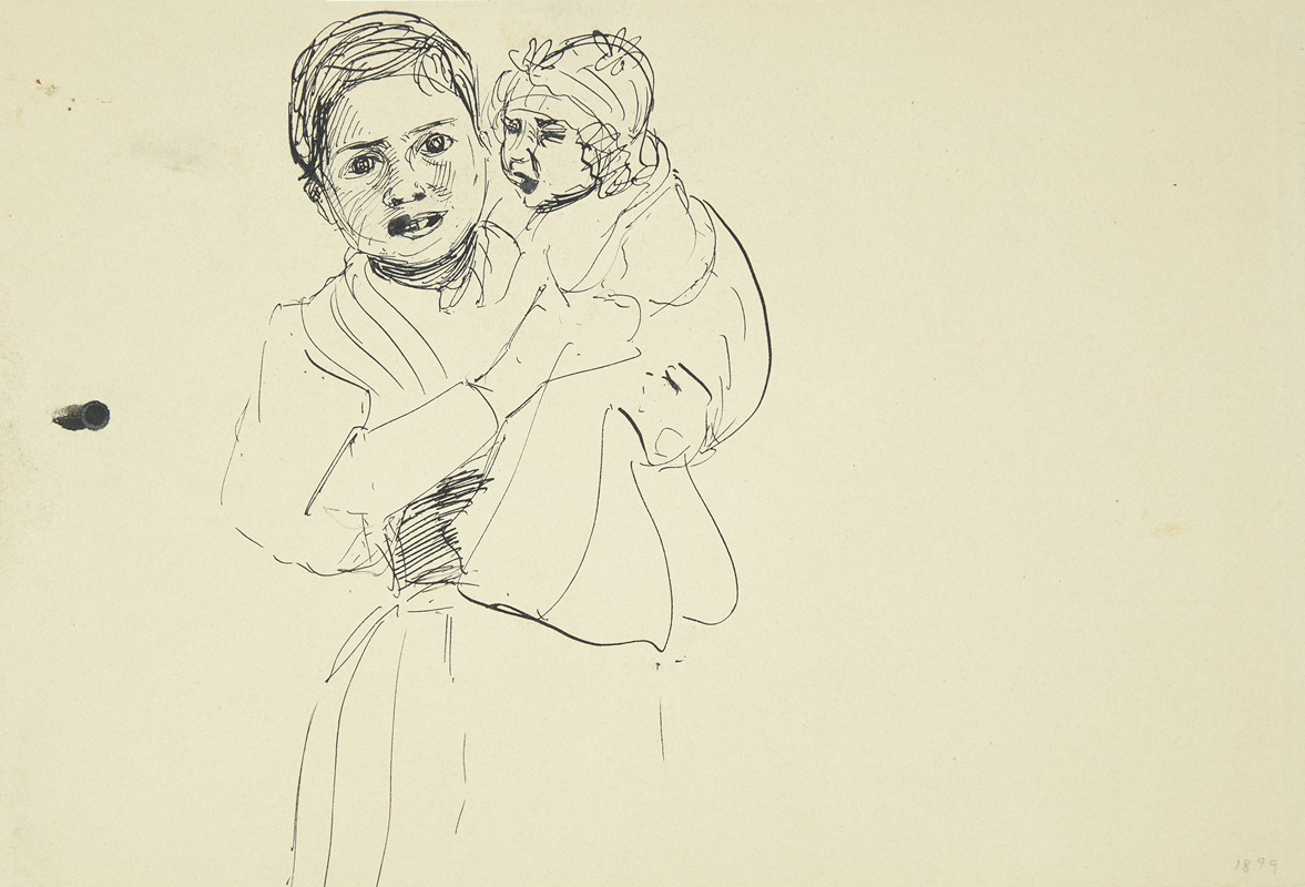 Peter Hansen - Italiensk kvinde med barn på armen