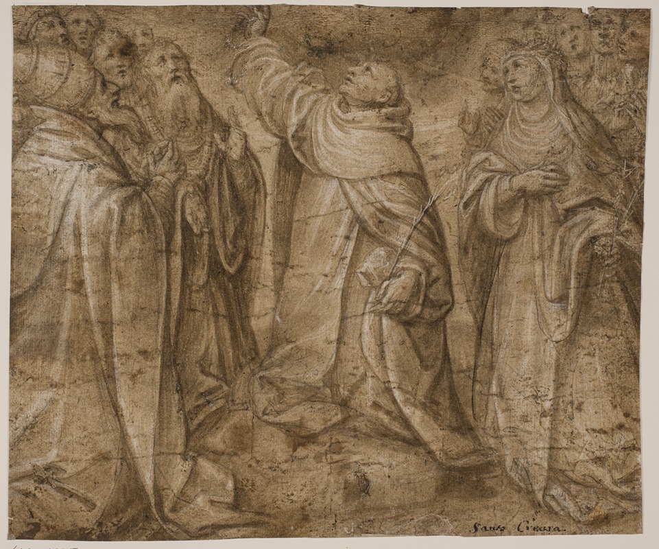 Sante Creara de Fochegioli - Skt Dominicus, Skt Katarina af Siena og en gruppe andre helgener