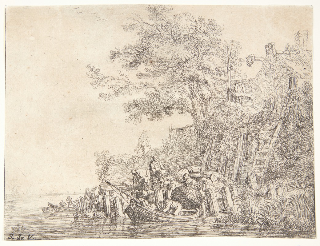 Simon de Vlieger - Mænd, der laster en båd med korn