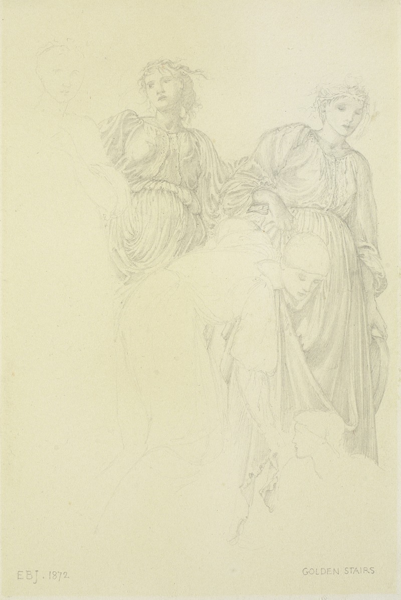 Sir Edward Coley Burne-Jones - Group of women, Preliminary study for the painting The Golden Stairs