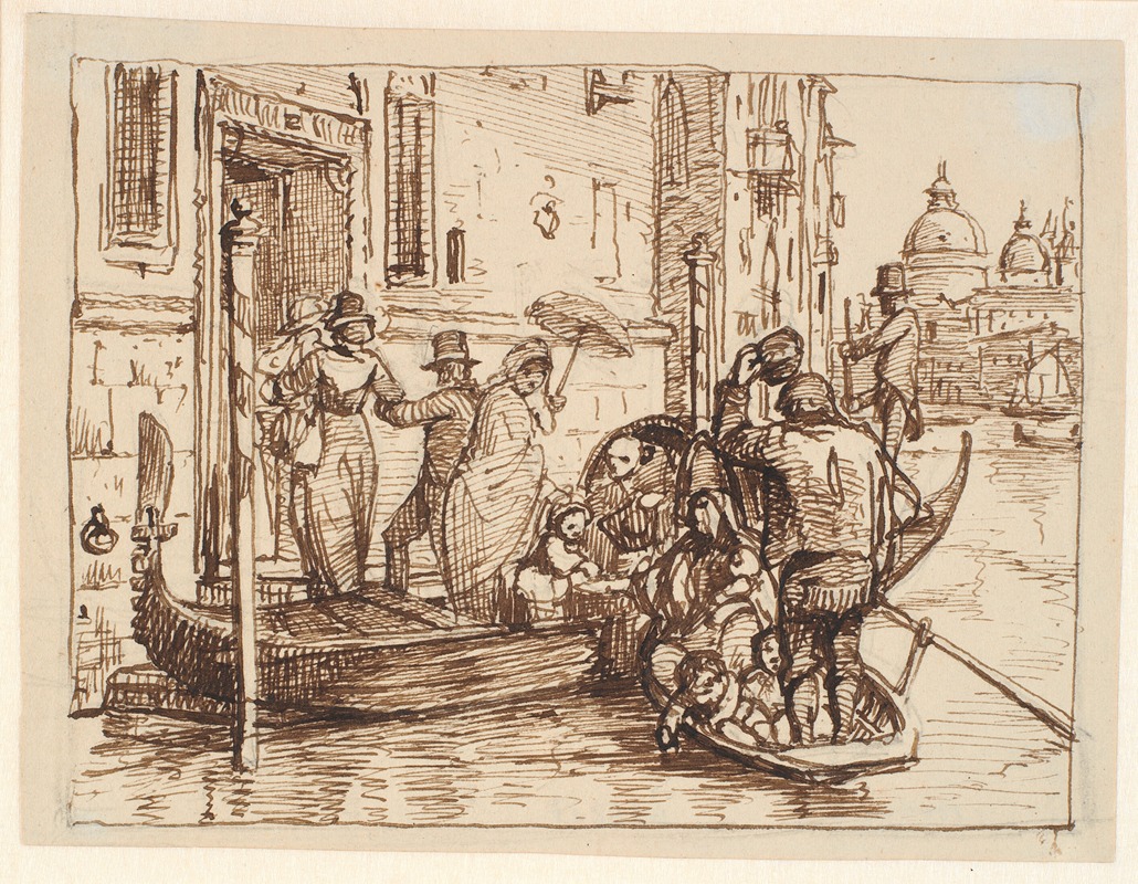 Wilhelm Marstrand - Landstigning ved Canal Grande i Venedig